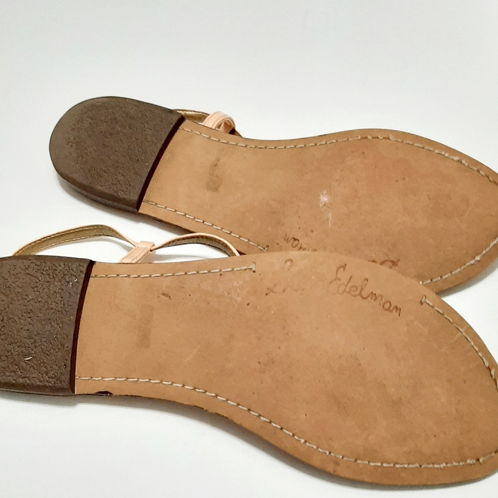 Sam Edelman Blush Pink T-Strap Croc-Embossed Sandals - Picture 8 of 10